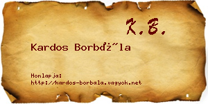 Kardos Borbála névjegykártya